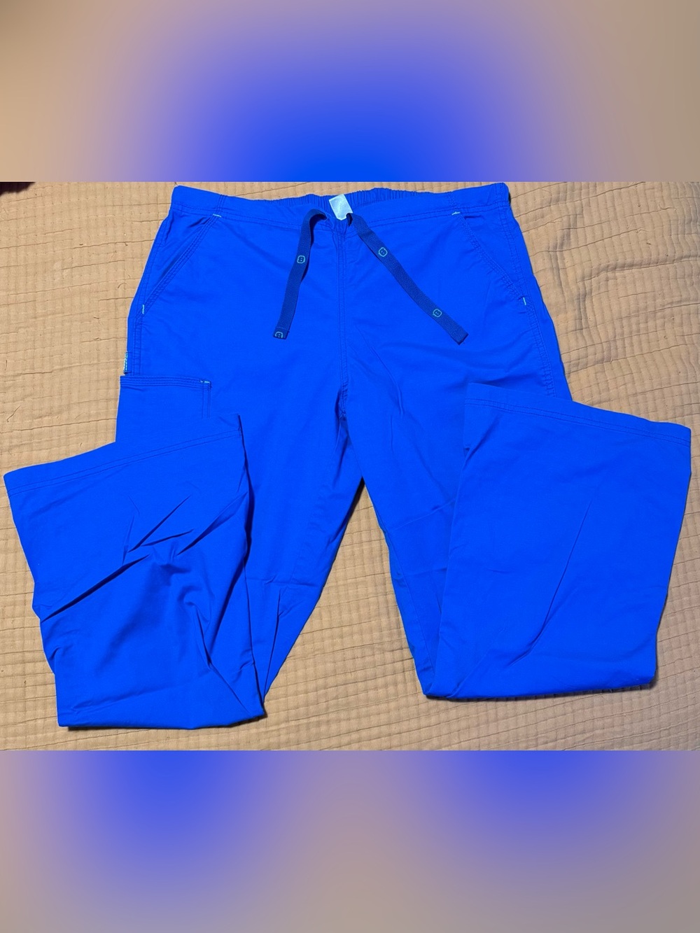 WonderWink Women's Royal Blue Scrub Pants Petite Large Flare Leg